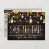 Herfst Firefly Mason Jar Bruiloft Save the Date Ka Aankondigingskaart (Voorkant / Achterkant)