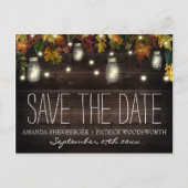 Herfst Firefly Mason Jar Bruiloft Save the Date Ka Aankondigingskaart (Voorkant)