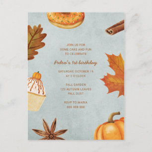 Herfst First Birthday Party Boy Autumn Pumpkin One Uitnodiging Briefkaart