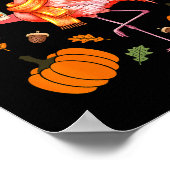 Herfst Flamingo Pompoen Spice Latte Herfstbladeren Poster (Hoek)