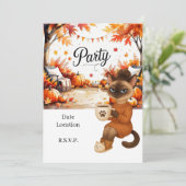 Herfst Flanellen & Fizz Vriendendankfeest Feestje Kaart (Staand voorkant)