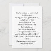 Herfst Flanellen & Fizz Vriendendankfeest Feestje Kaart (Achterkant)