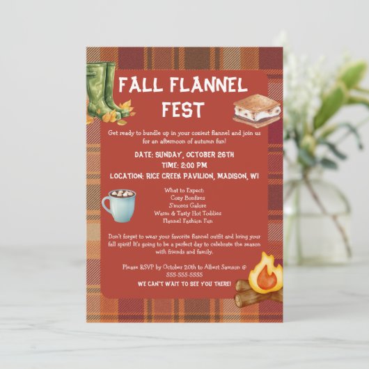 Herfst Flannel Fest Kaart (Staand voorkant)