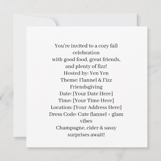 Herfst Flannel & Fizz Vriendschapsfeest Save The Date (Achterkant)