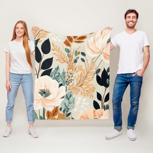 Herfst flessenpatroon zonder naadloze flora fleece deken (In situ)