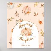 Herfst floraal sinaasappel raden hoeveel pompoenen poster (Voorkant)