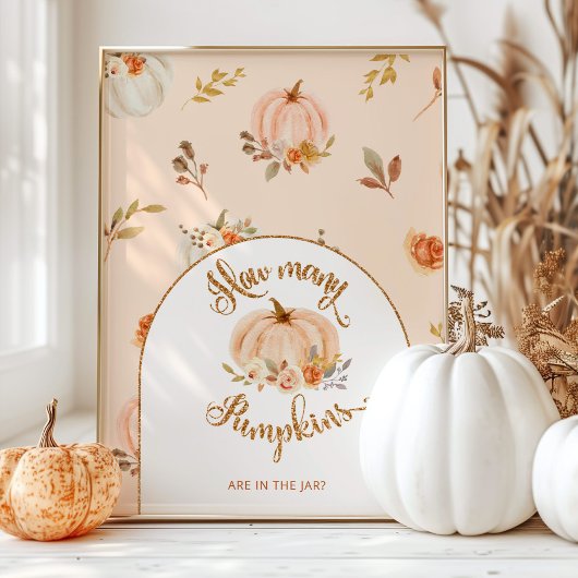 Herfst floraal sinaasappel raden hoeveel pompoenen poster