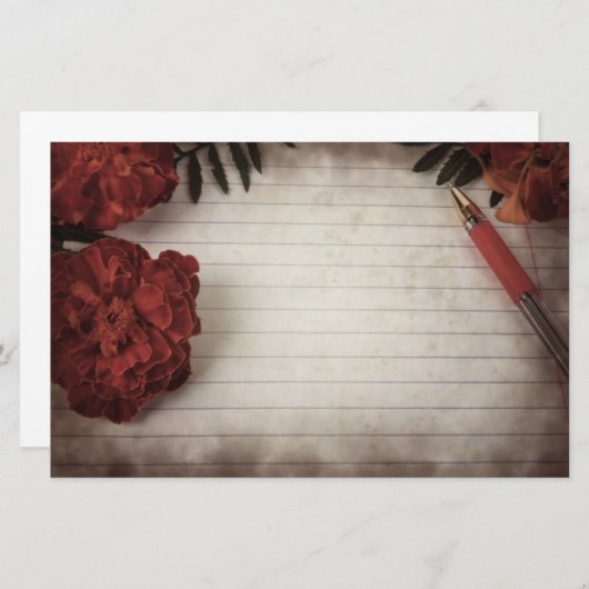 Herfst Floral Achtergrond met pen en gelaagd papie Briefpapier (Voorkant / Achterkant)