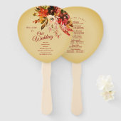 Herfst Floral Aged Gold Wedding Programma Handwaaier (Voorkant en achterkant)