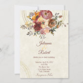 Herfst floral and gold custom bruiloft nodigt u ui kaart (Voorkant)