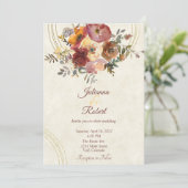 Herfst floral and gold custom bruiloft nodigt u ui kaart (Staand voorkant)