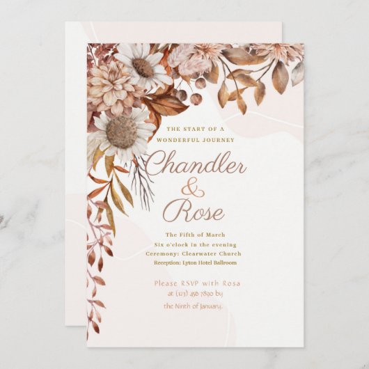  Herfst Floral Arrangement bruiloft Uitnodiging (Voorkant / Achterkant)