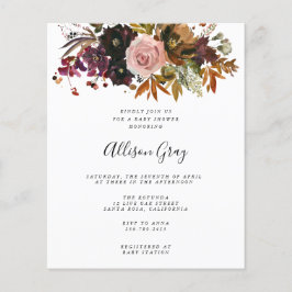 Herfst Floral Baby shower | Begrotingsbrochure Flyer