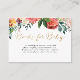 Herfst Floral Baby shower Boeken voor baby card Informatiekaartje