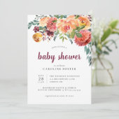 Herfst Floral Baby shower Kaart (Staand voorkant)
