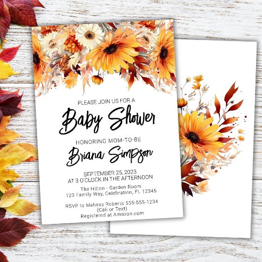 Herfst Floral Baby shower Kaart