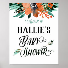Herfst Floral Baby shower Welkom Poster
