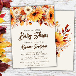 Herfst Floral Beige Baby shower Kaart
