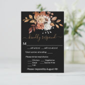 Herfst Floral Black Behuizing RSVP-kaart RSVP Kaartje (Staand voorkant)