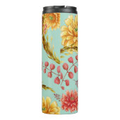 Herfst Floral Blue Background Thermosbeker (Achterkant)
