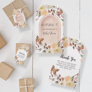 Herfst Floral BOHO Autumn Butterfly Baby shower Cadeaulabel