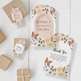 Herfst Floral BOHO Autumn Butterfly Baby shower Cadeaulabel