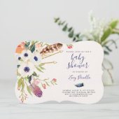 Herfst Floral Boho Baby shower Uitnodiging (Staand voorkant)