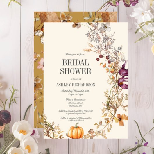 Herfst Floral Boho Bridal Shower Invitation Kaart