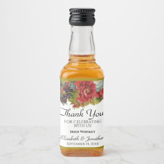 Herfst Floral Boho bruiloft dank u mini Likeurfles Etiket (Voorkant)