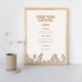 Herfst Floral Boho Friendsgiving Menu Poster