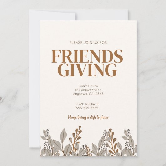 Herfst Floral Boho Friendsgiving Uitnodiging (Voorkant)