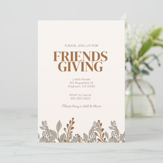 Herfst Floral Boho Friendsgiving Uitnodiging (Staand voorkant)