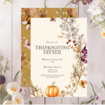 Herfst Floral Boho Pompoen Thanksgiving Diner