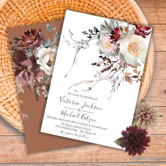 Herfst Floral Boho Rustic Waterverf Wedding Kaart