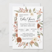Herfst Floral BOHO Script Girl Baby shower Foto IV Kaart (Voorkant)