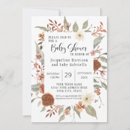 Herfst Floral BOHO Script Girl Baby shower Foto IV Kaart