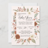 Herfst Floral BOHO Script Girl Baby shower Foto Kaart (Voorkant)