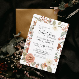 Herfst Floral BOHO Terracotta Girl Baby shower Kaart