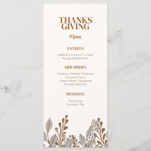 Herfst Floral Boho Thanksgiving Menu Sjabloon (Voorkant)