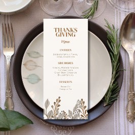 Herfst Floral Boho Thanksgiving Menu Sjabloon