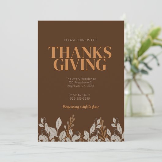 Herfst Floral Boho Thanksgiving Uitnodiging (Staand voorkant)