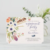 Herfst Floral Boho Verloving Uitnodiging (Staand voorkant)