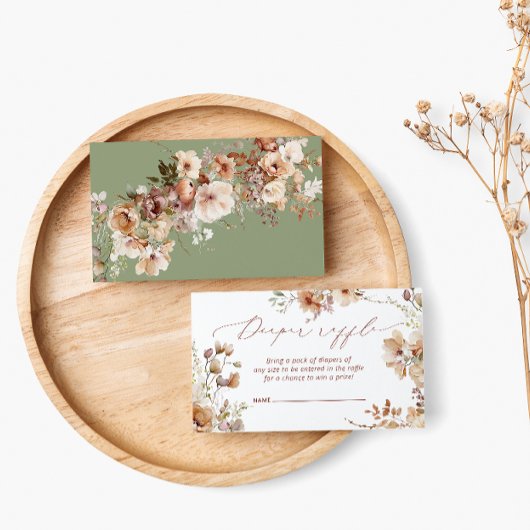 Herfst Floral Boho Waterverf Diaper Raffle Informatiekaartje