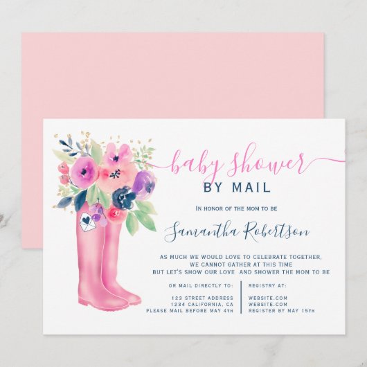 Herfst floral boots waterverf baby shower per post kaart (Voorkant / Achterkant)