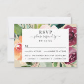 Herfst Floral Border Wedding Rustic Burgundy RSVP Kaartje (Voorkant)