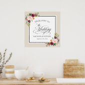 Herfst Floral Border Wedding Welcome Signage Poster (Keuken)