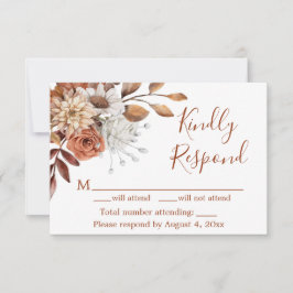 Herfst Floral Bouquet Birthday Response RSVP-kaart Bedankkaart
