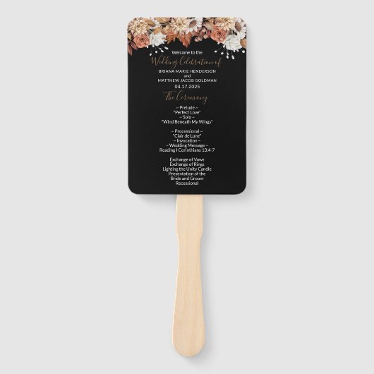 Herfst Floral Bouquet Black Wedding Handwaaier (Voorkant)
