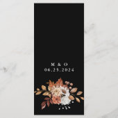Herfst Floral Bouquet Black Wedding Menu (Achterkant)