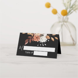 Herfst Floral Bouquet Black Wedding Place Card Plaatskaartje